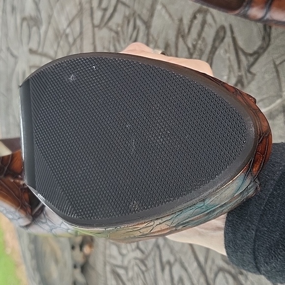 Gorgeous FIORANGELO Italian Leather Faux Croc Skin Peep Toe Heels size 38 US 7.5 - Picture 6 of 10